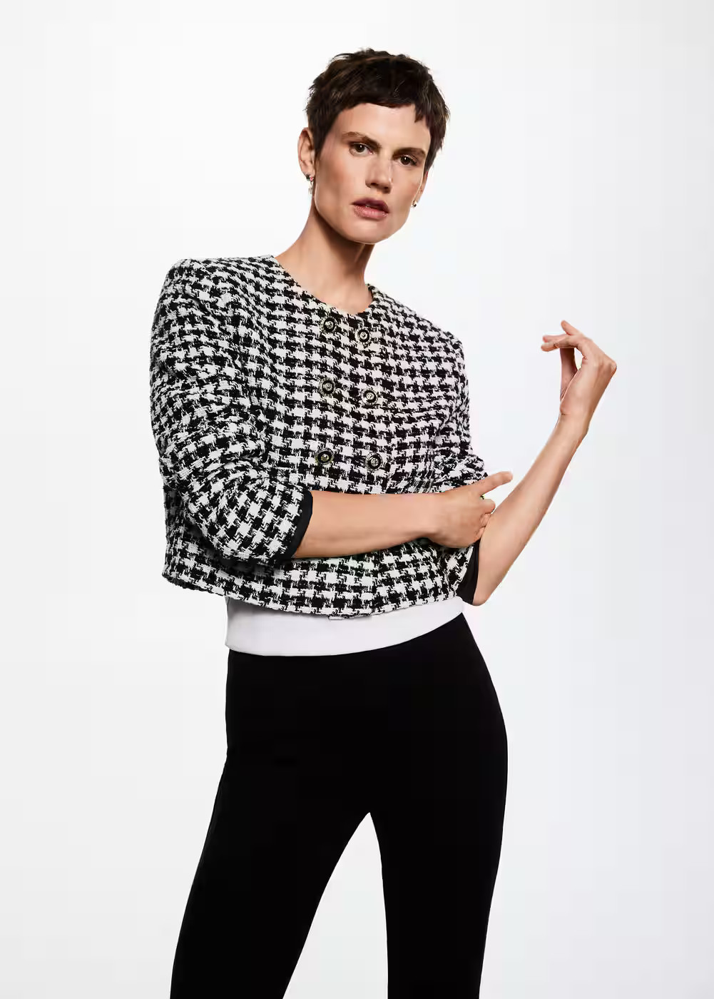 Tweed jacket with jewel buttons -  Women | Mango USA | MANGO (US)