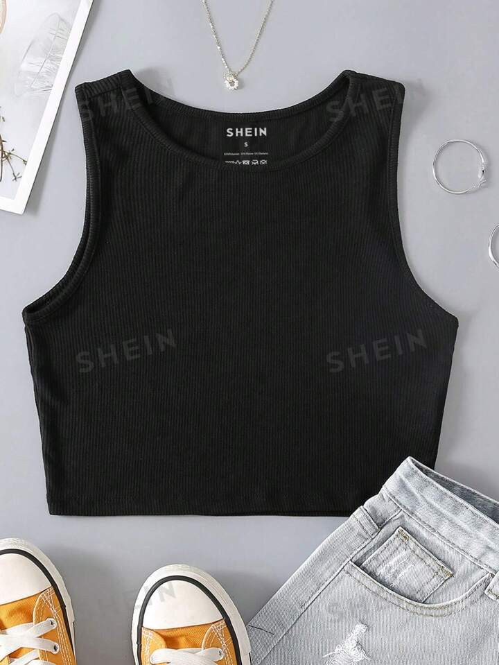 SHEIN Essnce Solid Crop Tank Top | SHEIN