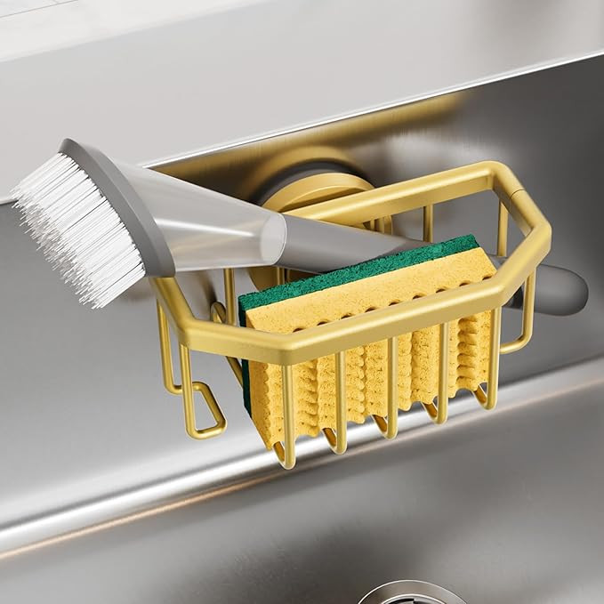 TAILI Sponge Holder for Kitchen Sink with Strong Suction Cup Removable, Rustproof Aluminum Sink C... | Amazon (US)