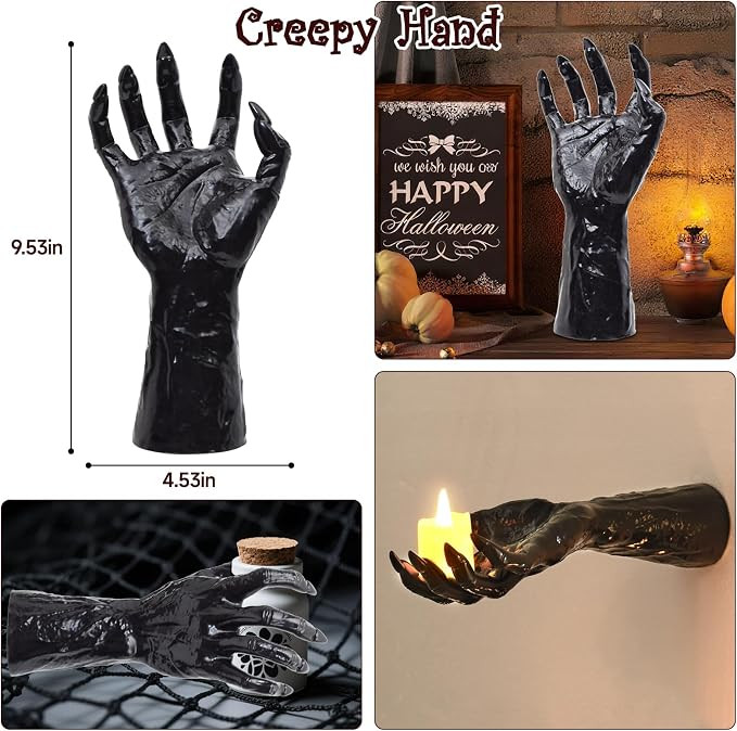 Halloween Decorations Indoor Gothic Decor: Pack of 3 Wall Mounted Creepy Reaching Hands with Ligh... | Amazon (US)