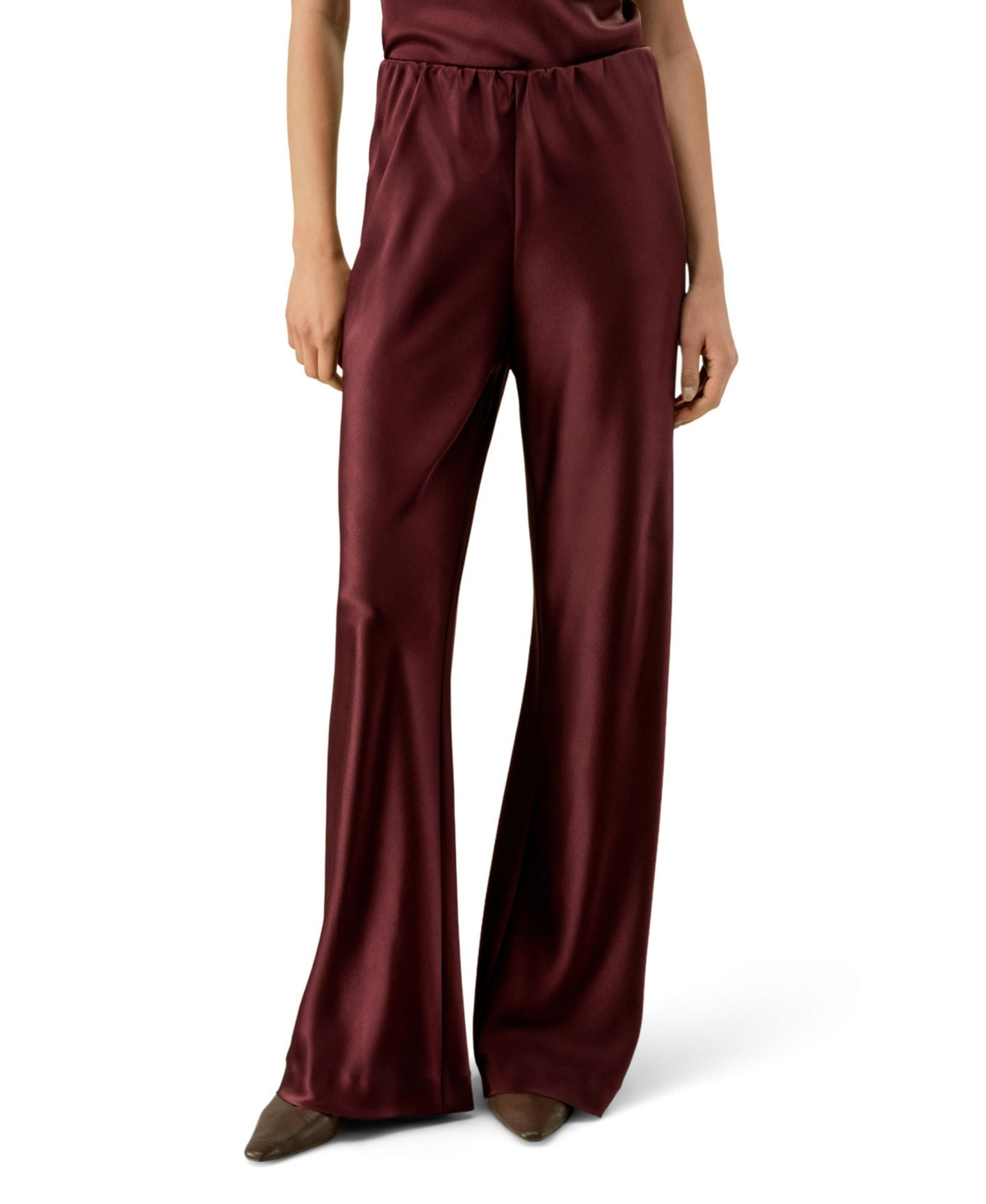 Lilysilk Women's Straight-Leg Silk Satin Pants - Pinot noir | Macy's