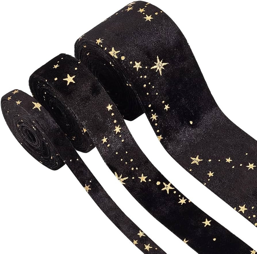 6.56 Yards(6m) Double Faced Velvet Ribbons with Star Motif, 3/8 inch 1 inch 2 inch(1cm 2.5cm 5cm)... | Amazon (US)