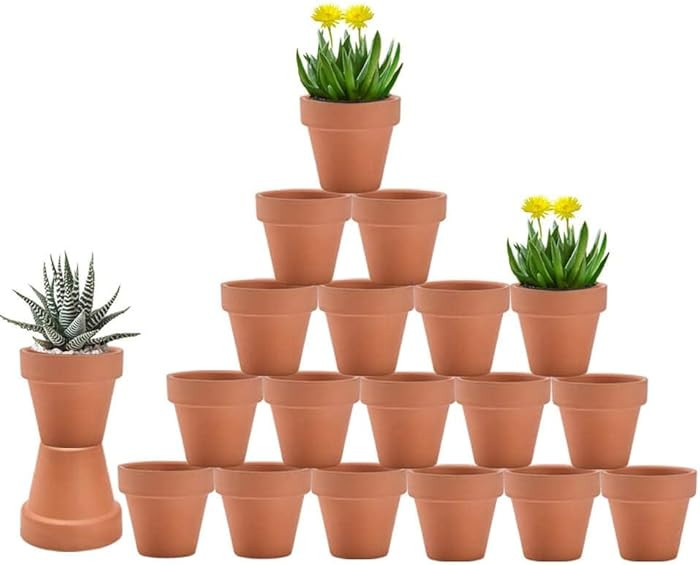 vensovo 3 Inch Terra Cotta & Terracotta Pots with Drainage - 20 Pack Clay Flowerpots, Succulent N... | Amazon (US)