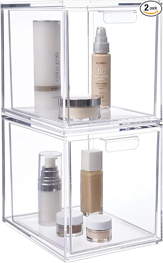 STORi Audrey Stackable Clear Plastic Organizer Drawers | 2 Piece Set | 6.75-Inches Tall | Organiz... | Amazon (US)