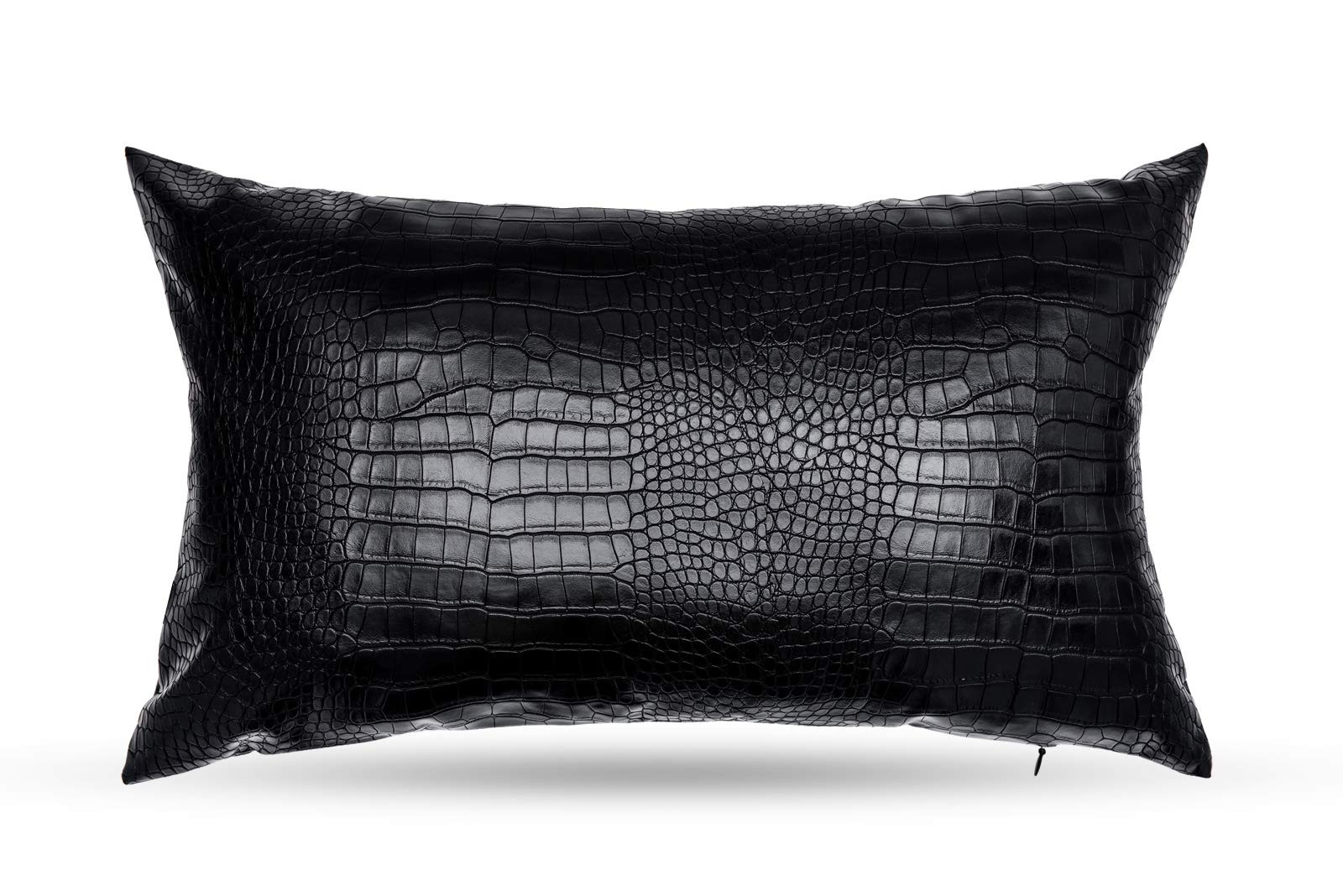 Black Crocodile Skin Faux Leather Pillow Cover - Sofa Cushion Case - Decorative Modern Throw Cove... | Amazon (US)