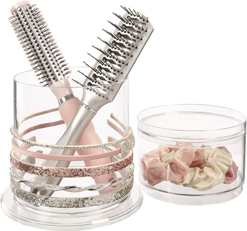 STORi Bella Stackable Clear Plastic Hair Accessory Organizer Set | Round Headband and Hairbrush H... | Amazon (US)