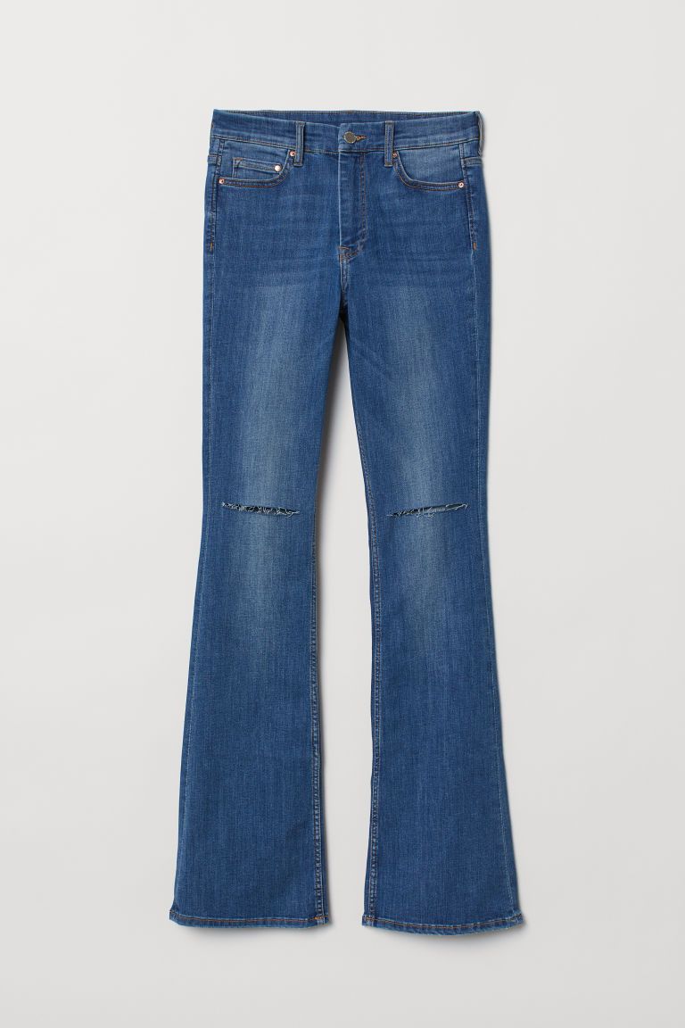 Mini Flare High Jeans - Denim blue/trashed -  | H&M US | H&M (US)