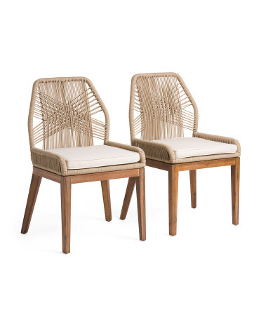 Set Of 2 Indoor Outdoor Rope Crossweave Dining Chairs | TJ Maxx