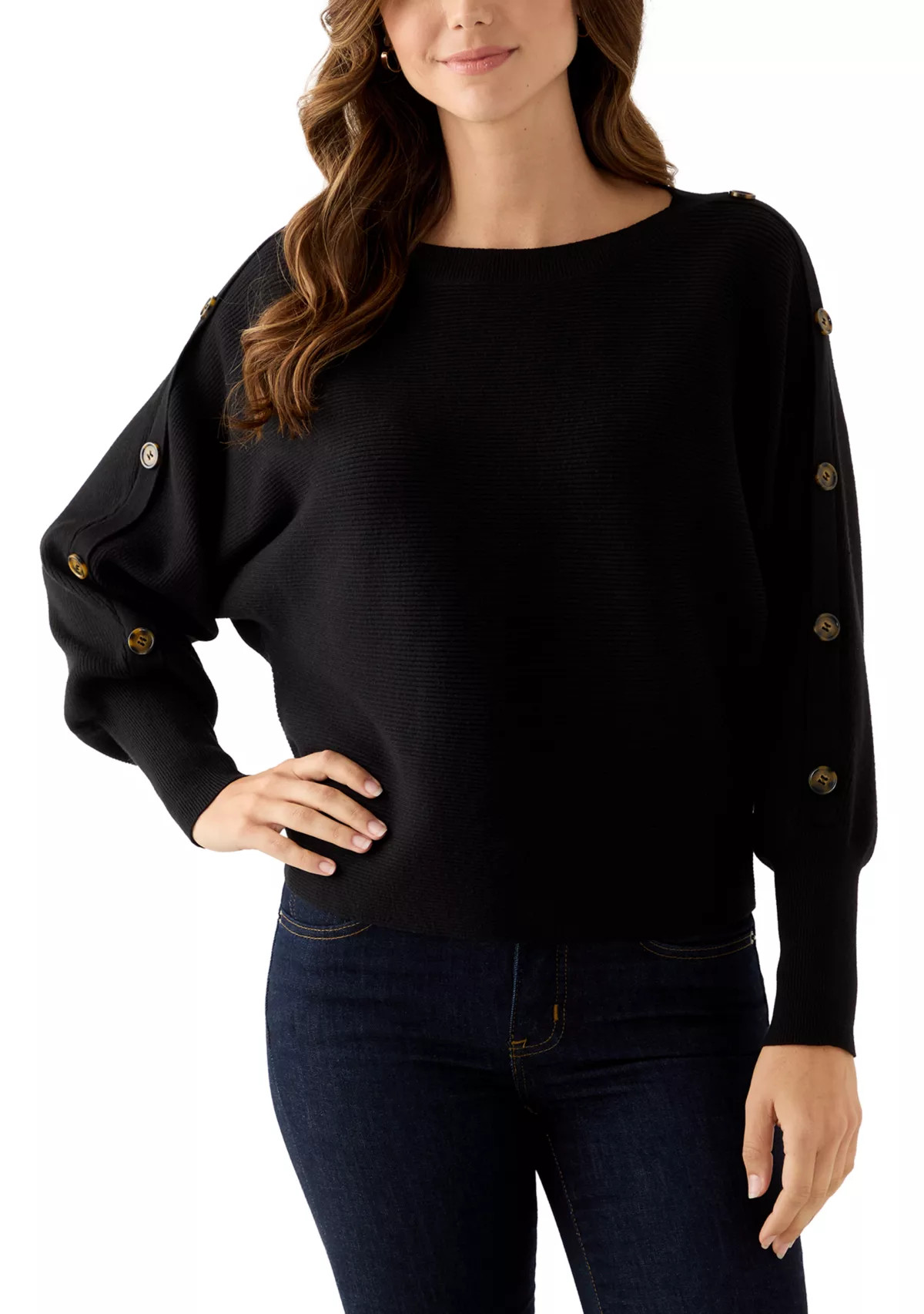 Women's Dolman Button Puff Sleeve Sweater | Belk