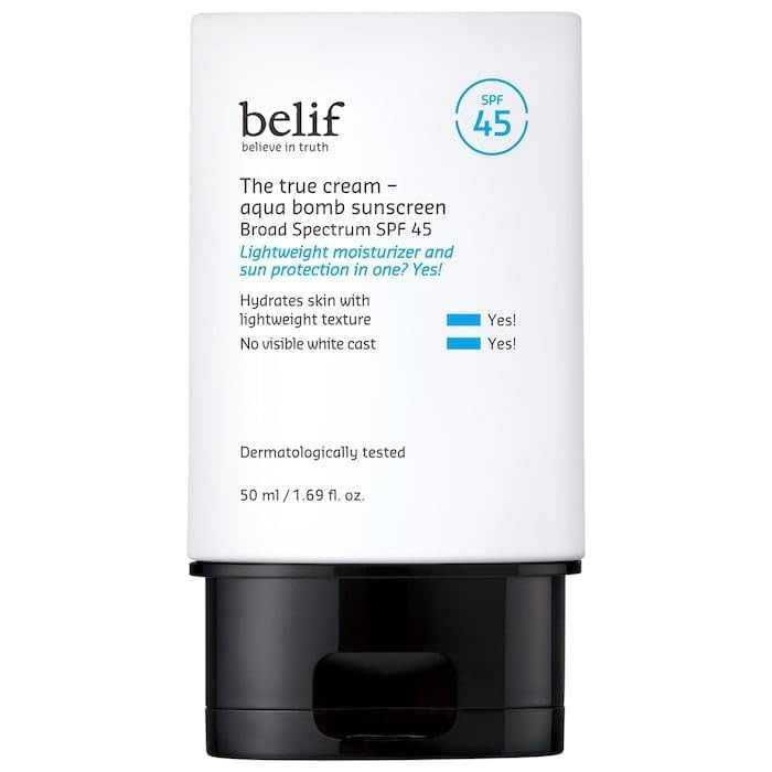 belif Aqua Bomb SPF 45 Hydrating Niacinamide Sunscreen (1.69 fl. oz) - The True Cream PA++++, Dai... | Amazon (US)
