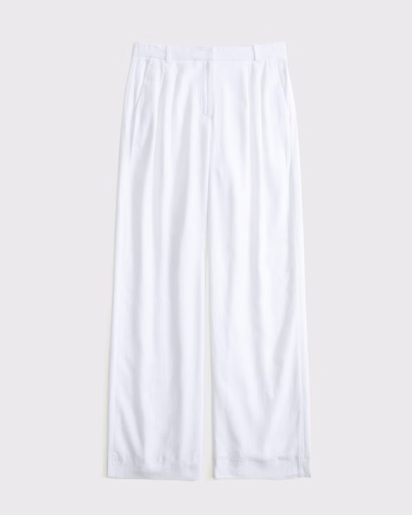 Women's A&F Sloane Low Rise Tailored Linen-Blend Pant | Women's Bottoms | Abercrombie.com | Abercrombie & Fitch (US)