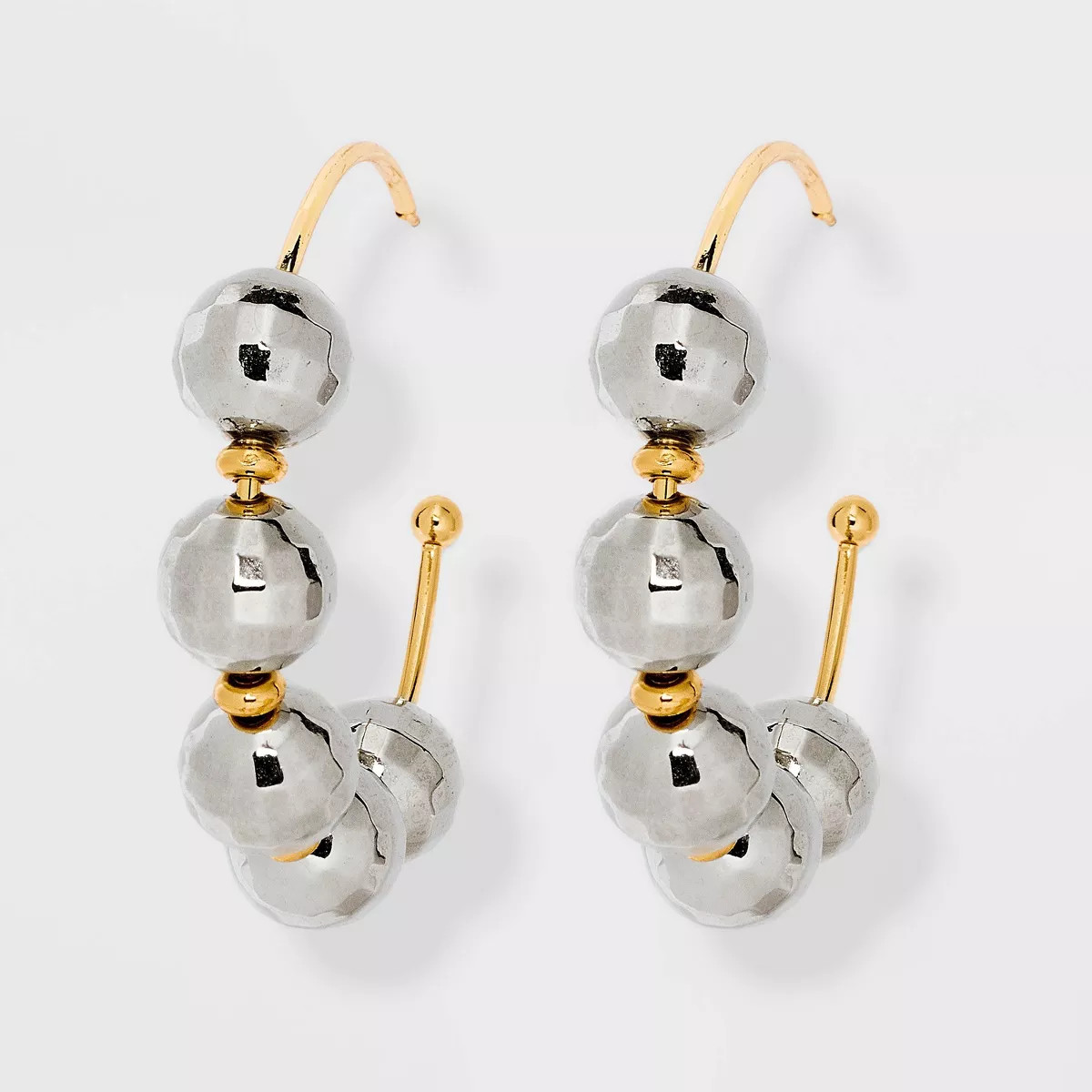 New Years Holiday Disco Ball Hoop Earrings - Silver/Gold | Target