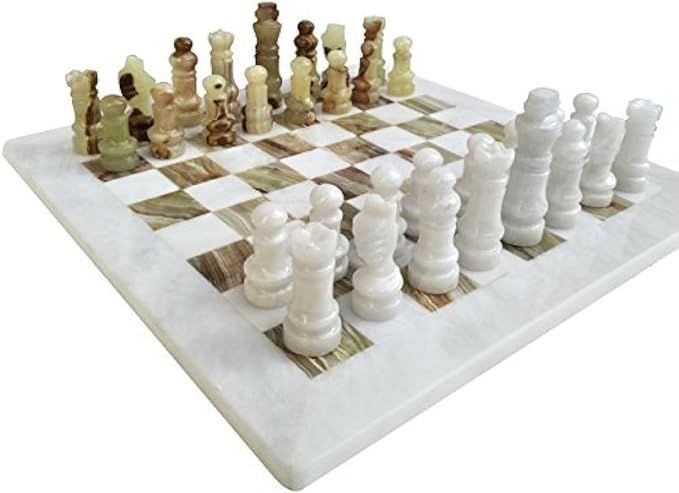 Handmade Staunton White and Green Onyx Marble Chess Board Game Set - Best Board Games for Home D... | Amazon (US)