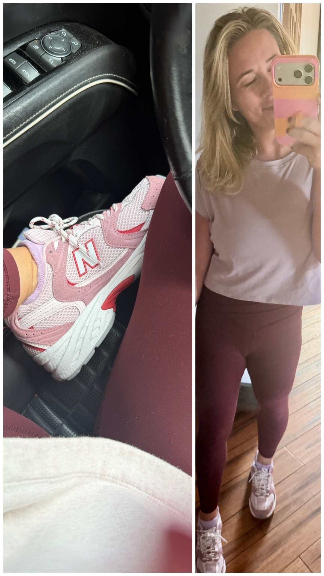Color blocking in my favorite fall Color today ❤️❤️ this tee is part of a multipack- great for working out or casual wear! Shoes are on sale! I wear my true size 7 #ltkpetite #casualoutfit #amazon #ltkootd