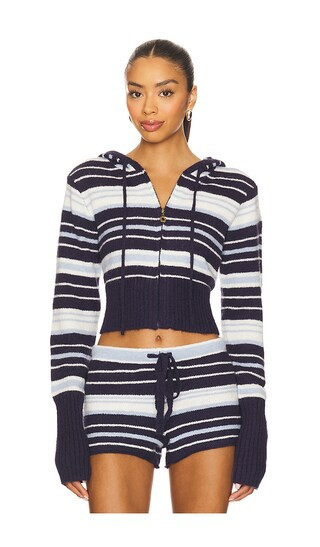 Dairy Boy Surfside Striped Knit Zip Up in Navy. - size L | Revolve Clothing (Global)