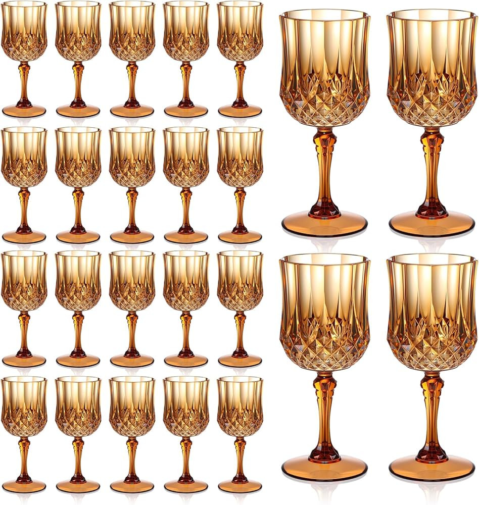 XUWAIDSGN 7oz Plastic Vintage Wine Glasses Drinking Glasses Unbreakable Wedding Glassware Crystal... | Amazon (US)