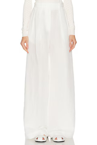 MATTHEW BRUCH Button Pleated Trouser in White | FWRD 