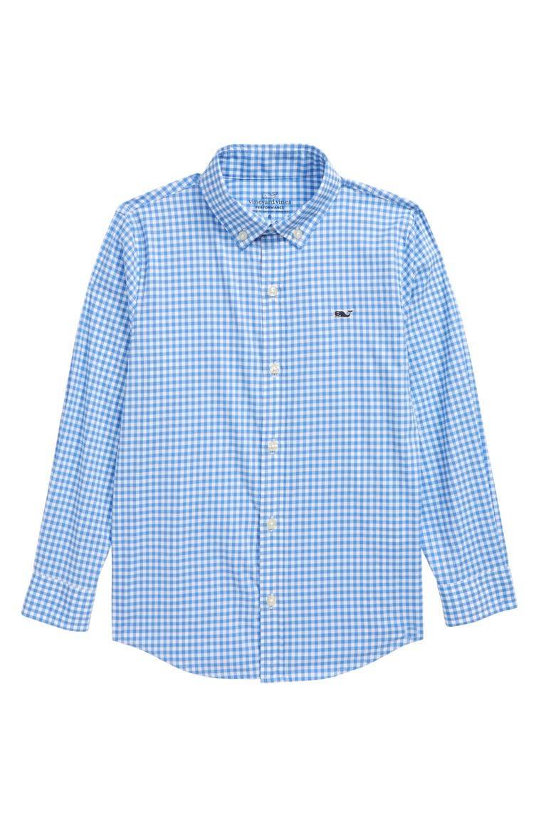 vineyard vines Kids' Gingham Performance Whale Button-Down Shirt (Toddler & Little Boy) | Nordstr... | Nordstrom