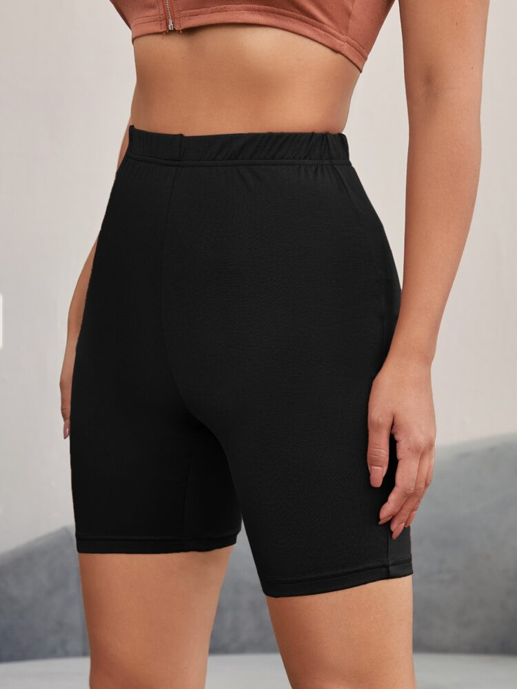 Solid High Waist Biker Shorts | SHEIN