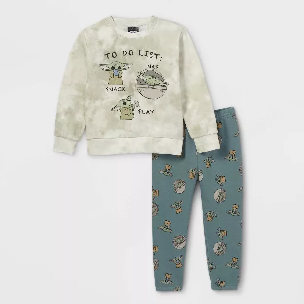 Toddler Boys' Star Wars Baby Yoda Tie-Dye Top and Jogger Set - Sage Green | Target