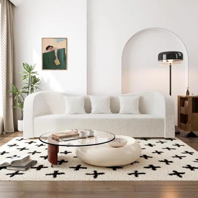 91'' Boucle Upholstered Curved Sofa | Wayfair North America