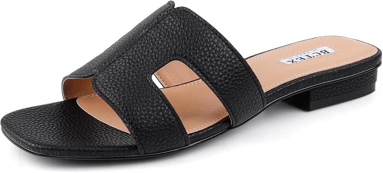 BCTEX COLL Women's Flat Sandals Comfortable Summer Open Toe Slip On Dressy Slide Sandals | Amazon (US)