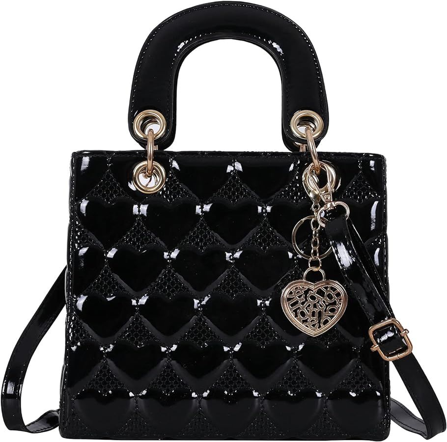 Purses and Handbags for Women Shiny Patent Ladies PU Leather Fashion Top Handle Satchel Shoulder ... | Amazon (US)