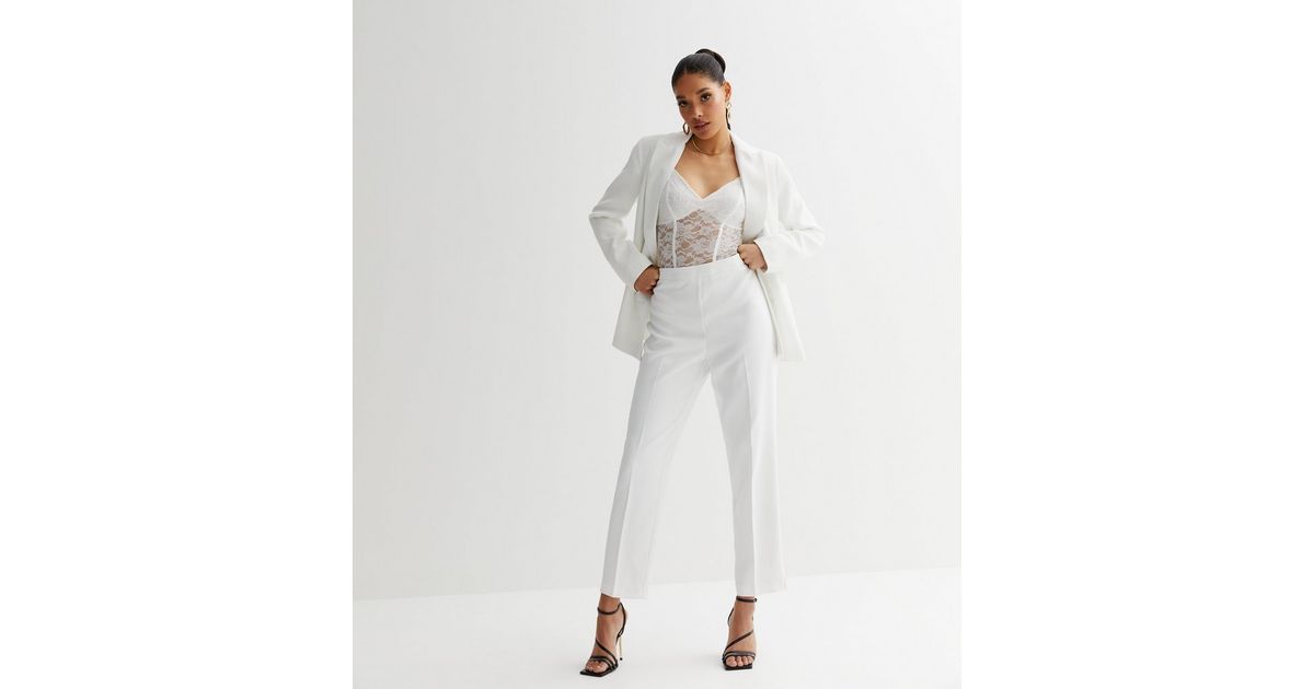 White High Waist Tapered Trousers
						
						Add to Saved Items
						Remove from Saved Items | New Look (UK)