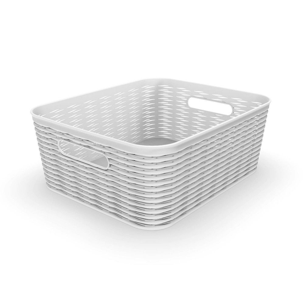 11L Medium Wave Design Storage Bin White - Room Essentials | Target