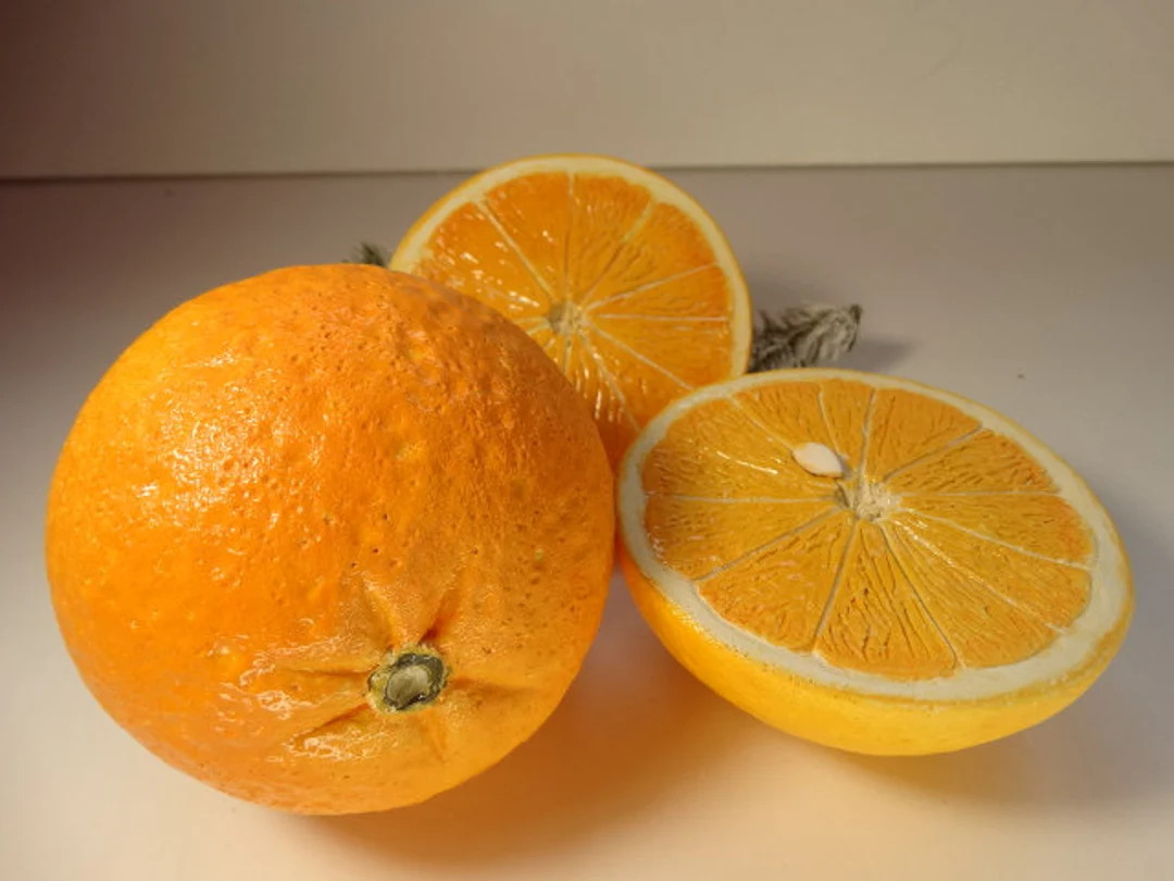 Ceramic Orange Cut Handmade Realistic (2 pcs) Natural Size, Photo Prop, Home Decor | Etsy (US)