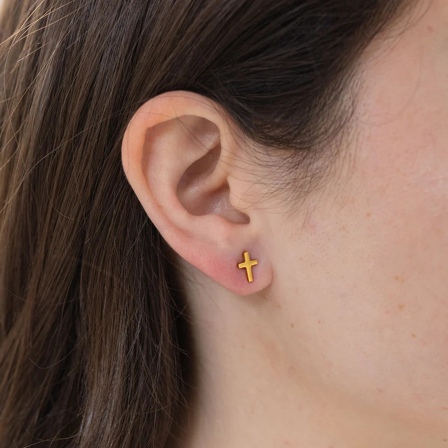 Gold Cross Studs | Erin McDermott Jewelry
