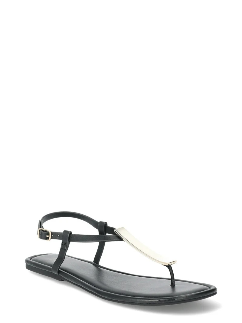 Time and Tru Women's Hardware T-Strap Sandals | Walmart (US)