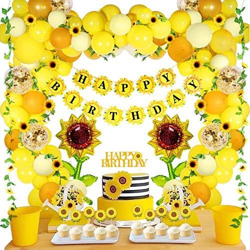 105 PCS Sunflower Birthday Decorations Sunflower Party Supplies, Sunflower Banner, Artificial Sun... | Amazon (US)