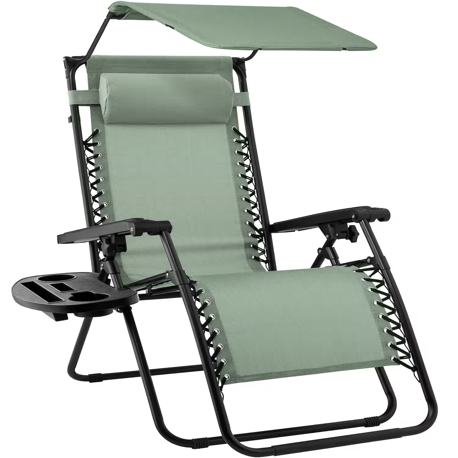 Best Choice Products - Folding Zero Gravity Recliner Patio Lounge Chair w/ Canopy Shade, Headrest, Tray - Sage Green | Best Buy U.S.
