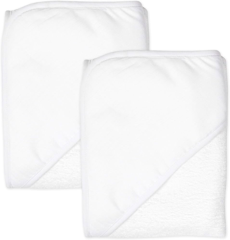 HonestBaby 2-Pack Organic Cotton Hooded Towels, Bright White, One Size | Amazon (US)