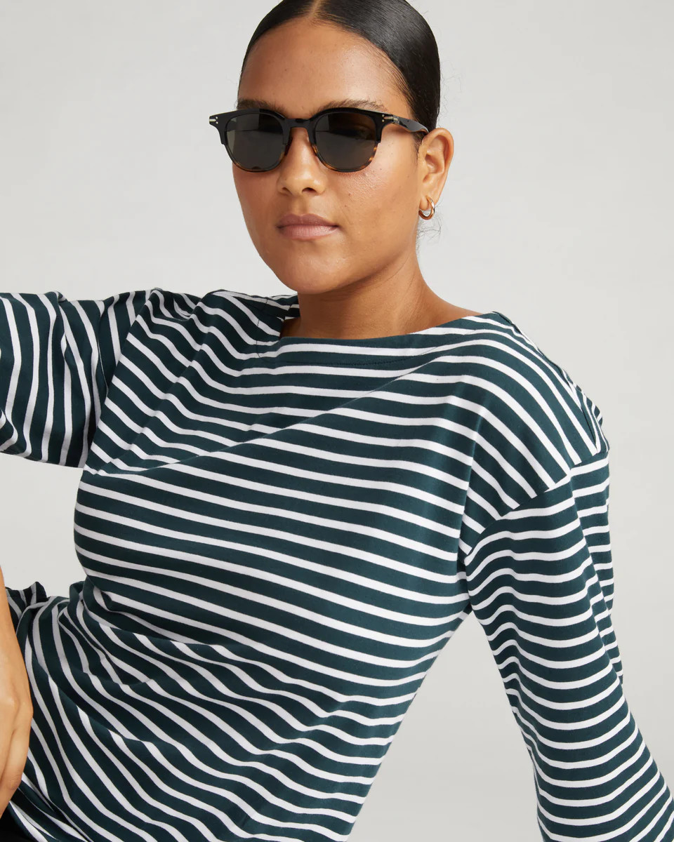 Montauk Breton Stripe Bell Sleeve TopDeep Sea/White Stripe | Universal Standard