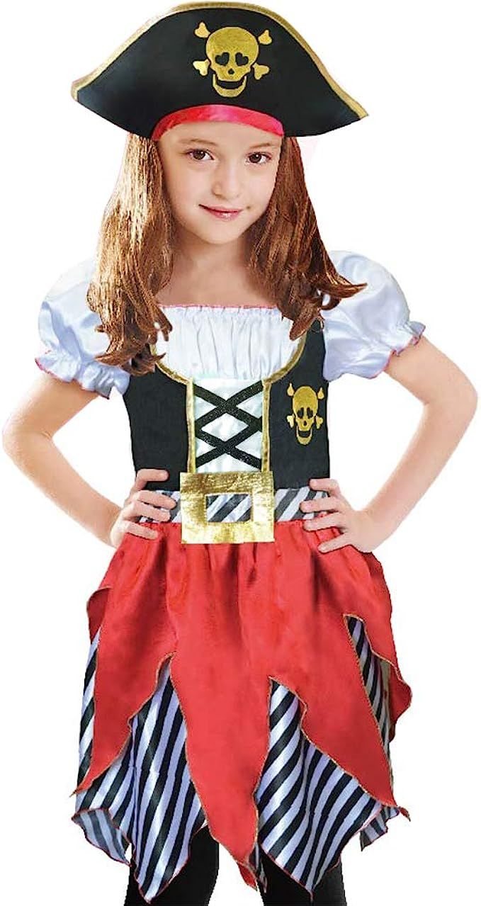 Lingway Toys Girls Deluxe Pirate Costume,Buccaneer Princess Dress for Kids | Amazon (US)
