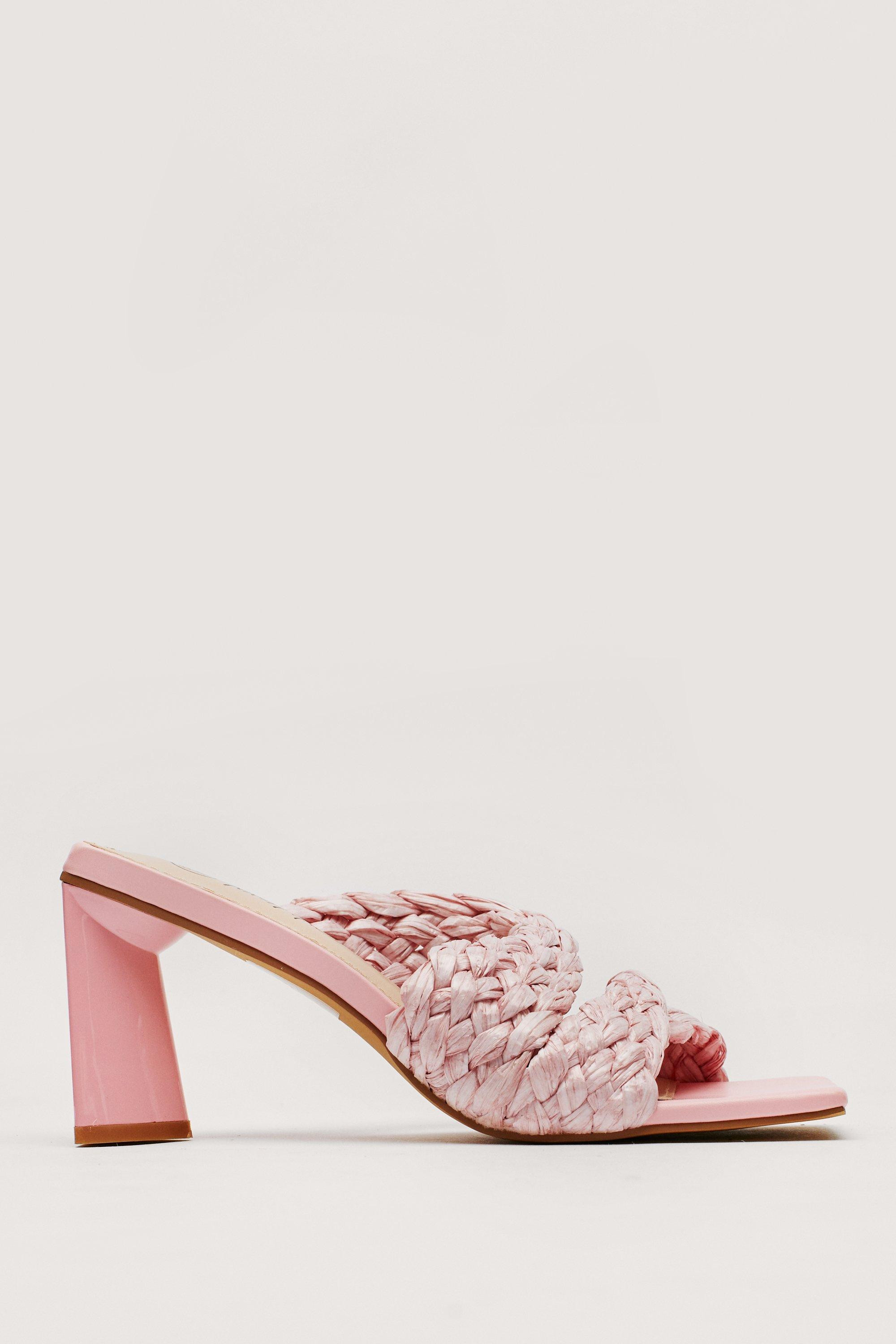Raffia Double Strap Heeled Mules | NastyGal (UK, IE)