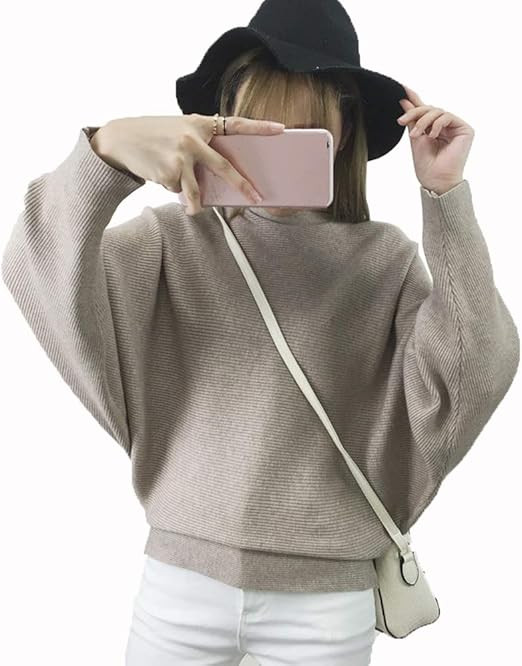 Ckikiou Womens Lightweight Oversized Boat Neck Sweaters Tops Dolman Batwing Sleeve Ribbed Knitted... | Amazon (US)