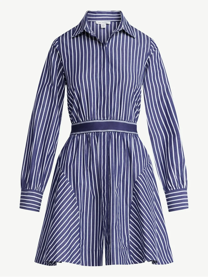 Free Assembly Women's Cotton Mini Shirtdress with Long Sleeves, Sizes XS- XXL | Walmart (US)