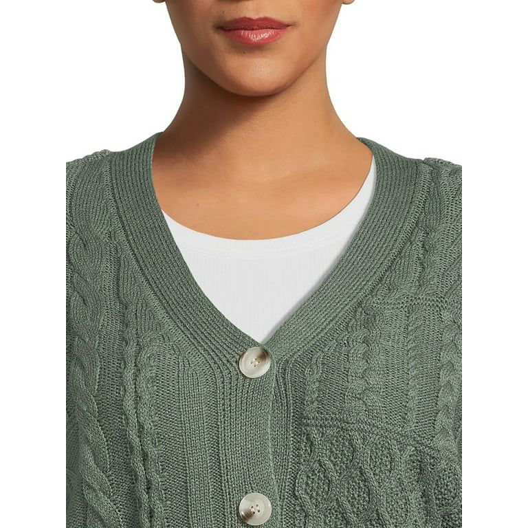 No Boundaries Juniors Plus Size Mixed Knit Cardigan Sweater, Midweight | Walmart (US)