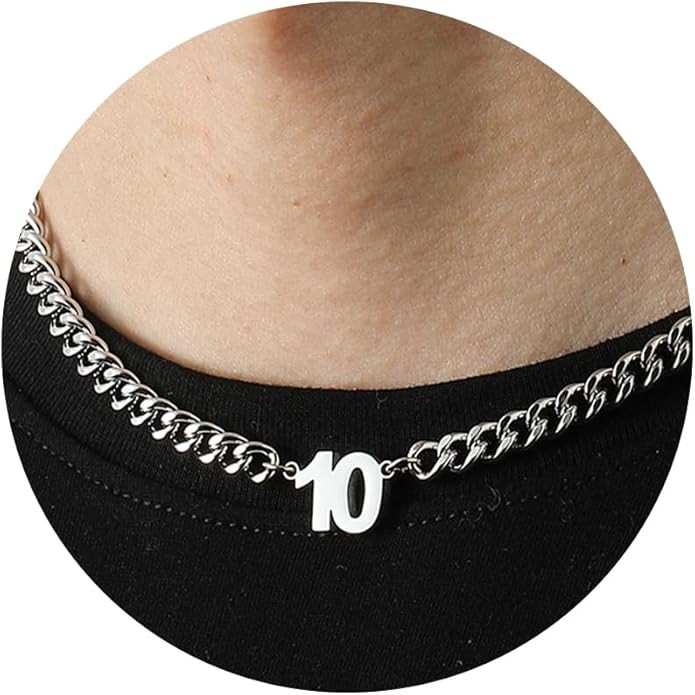 Number Necklace for Men Boys Athletes, Stainless Steel Chain Football Soccer Basketball Baseball ... | Amazon (US)