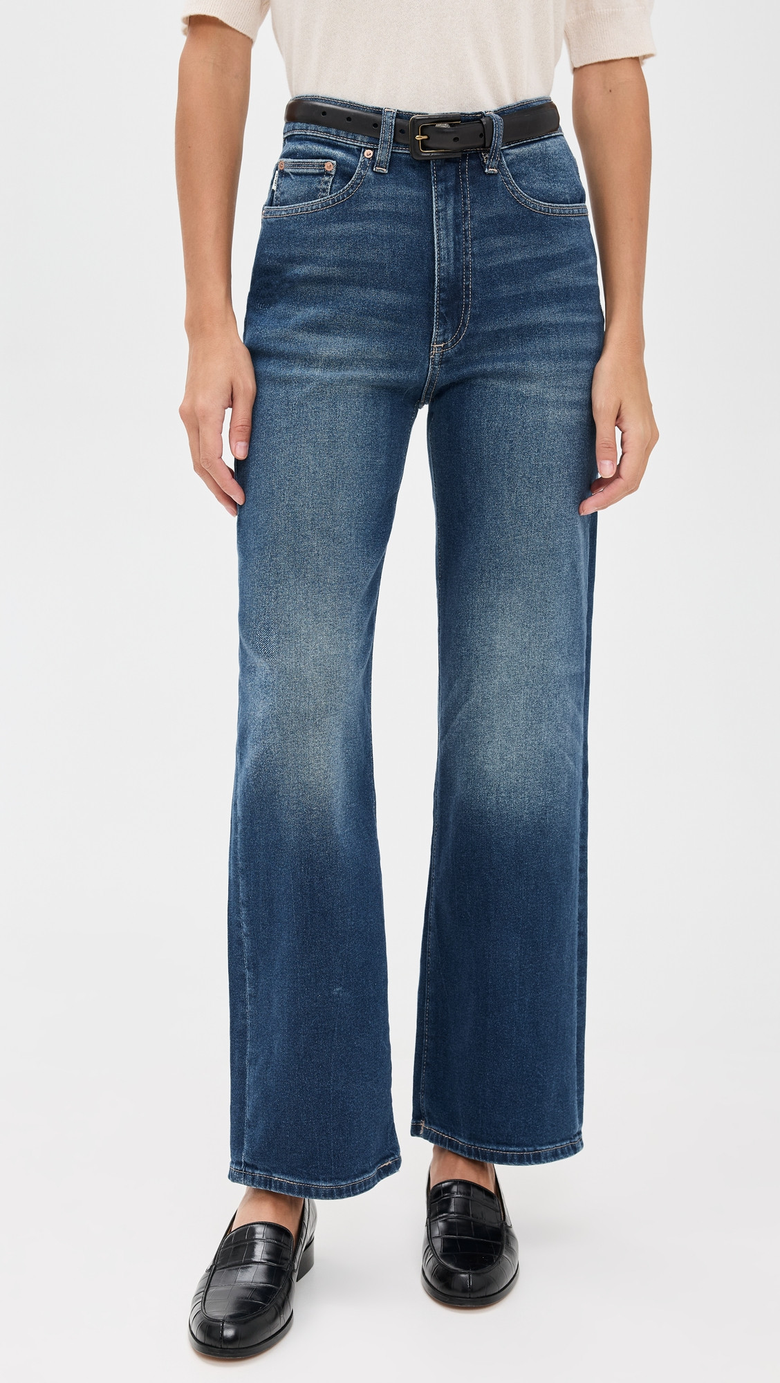 DL1961 Karmine Refined Wide Leg High Rise Jeans Clearwater (Highluxe) 27 | Shopbop