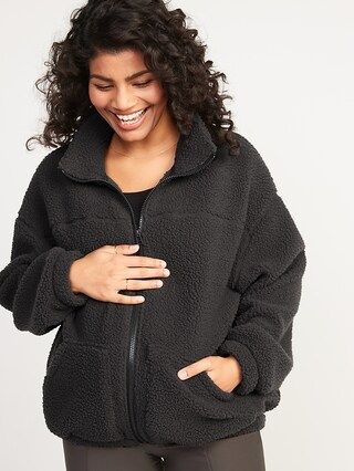 Maternity Cozy Sherpa Zip-Front Sweatshirt | Old Navy (US)
