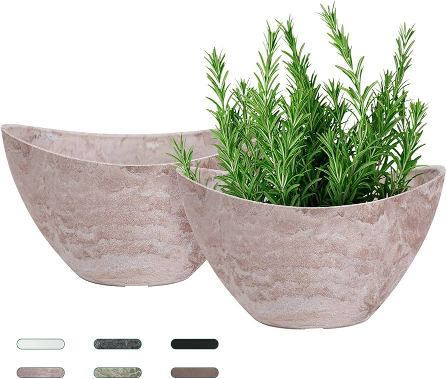 LaDoVita Plant Pots with Drainage Holes, 12 Inch Large Oval Planters for Indoor Plants, Plastic F... | Amazon (US)