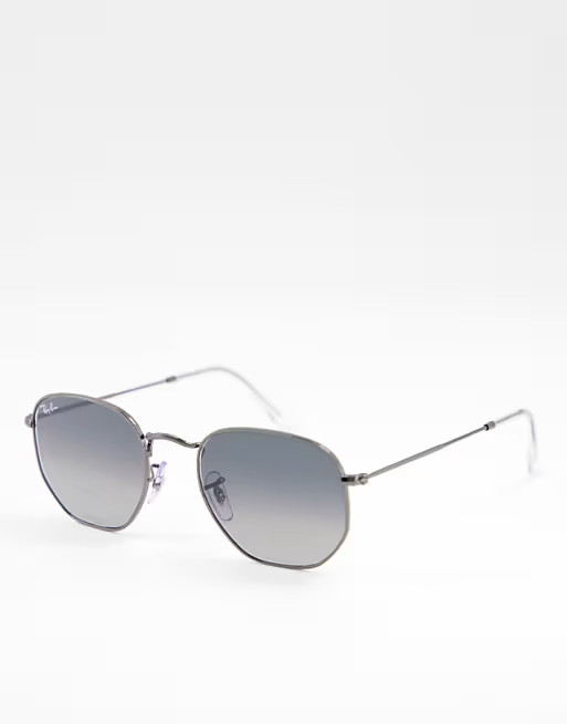 Ray-Ban hexagonal sunglasses in black with fade lens | ASOS (Global)