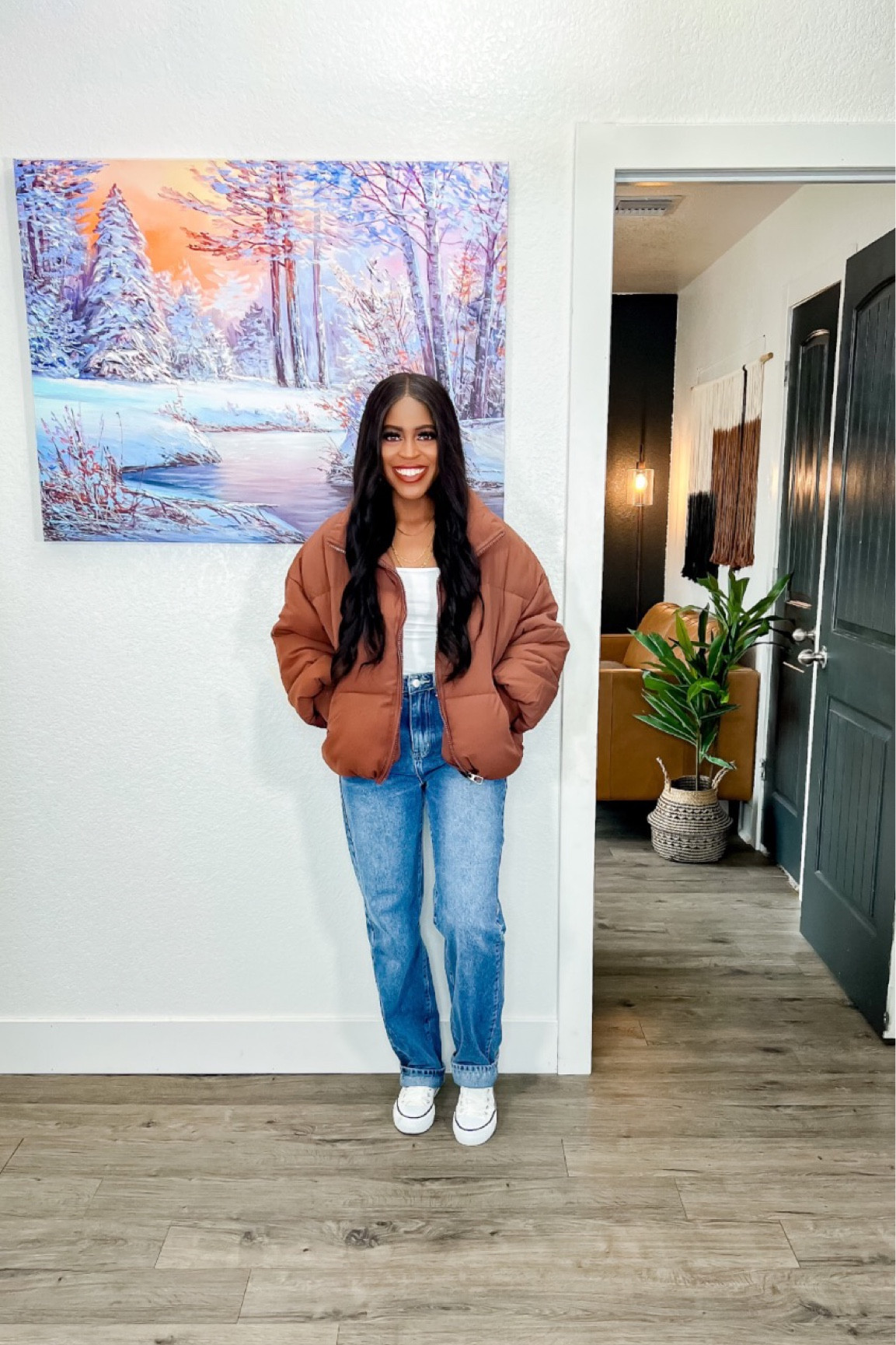 •Bodysuit: I am wearing an xs, has stretch, snap bottom closure and cheeky fit. •Jeans: I am 5’4” wearing a size extra small and has a relaxed fit. •Jacket: Wearing a small & the two pockets have zippers. •Shoes: High top platform style & I went down one size. 

#LTKsalealert #LTKstyletip