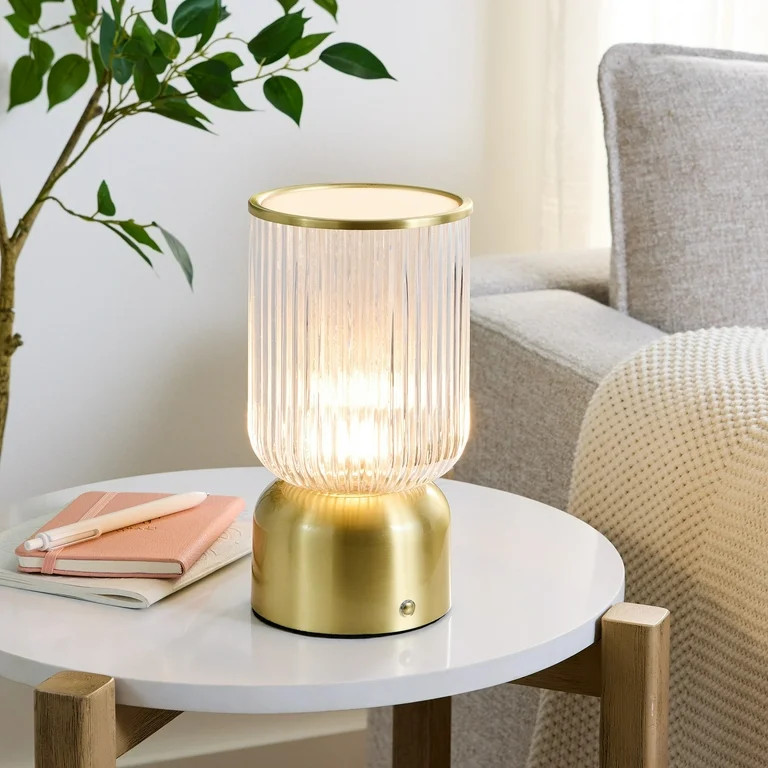 Better Homes & Gardens 9 inch Height Glass Uplight, Touch switch, USB-C Charging Cable included | Walmart (US)