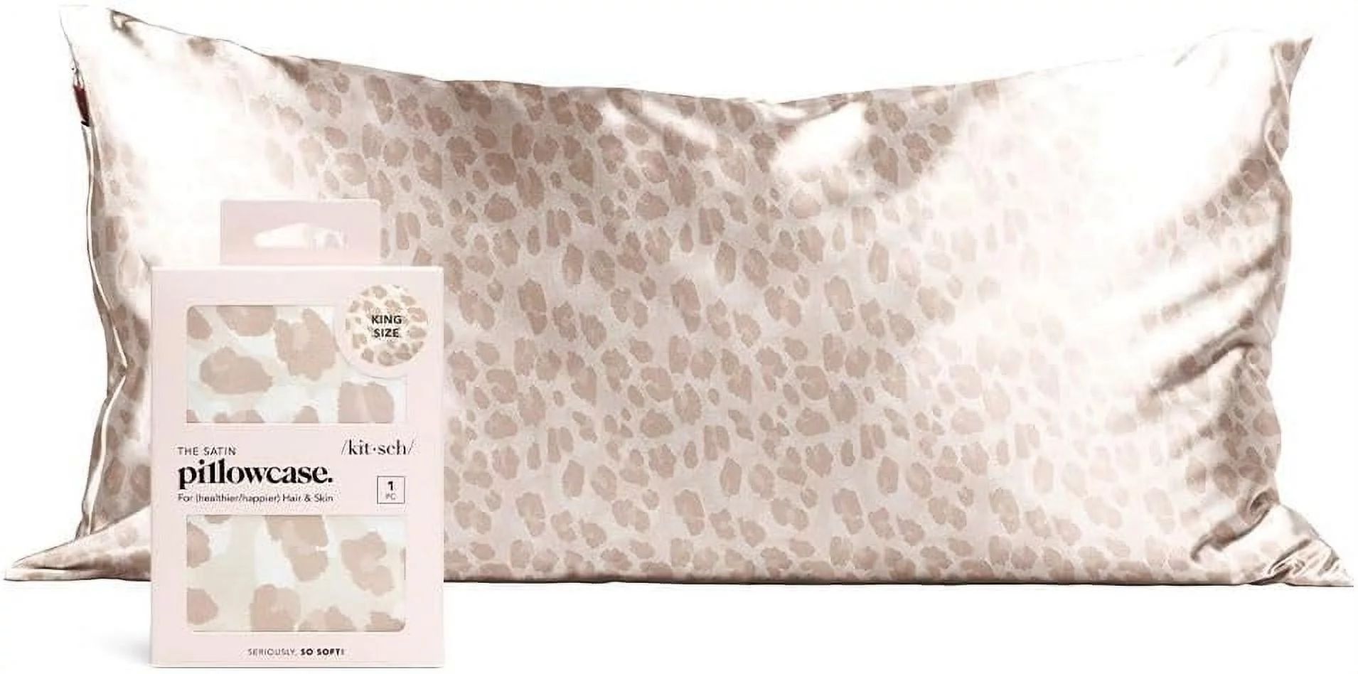 Kitsch 100% Satin Pillowcase, Softer than Silk, Vegan Silk Pillowcase Cover, King Size, Leopard -... | Walmart (US)