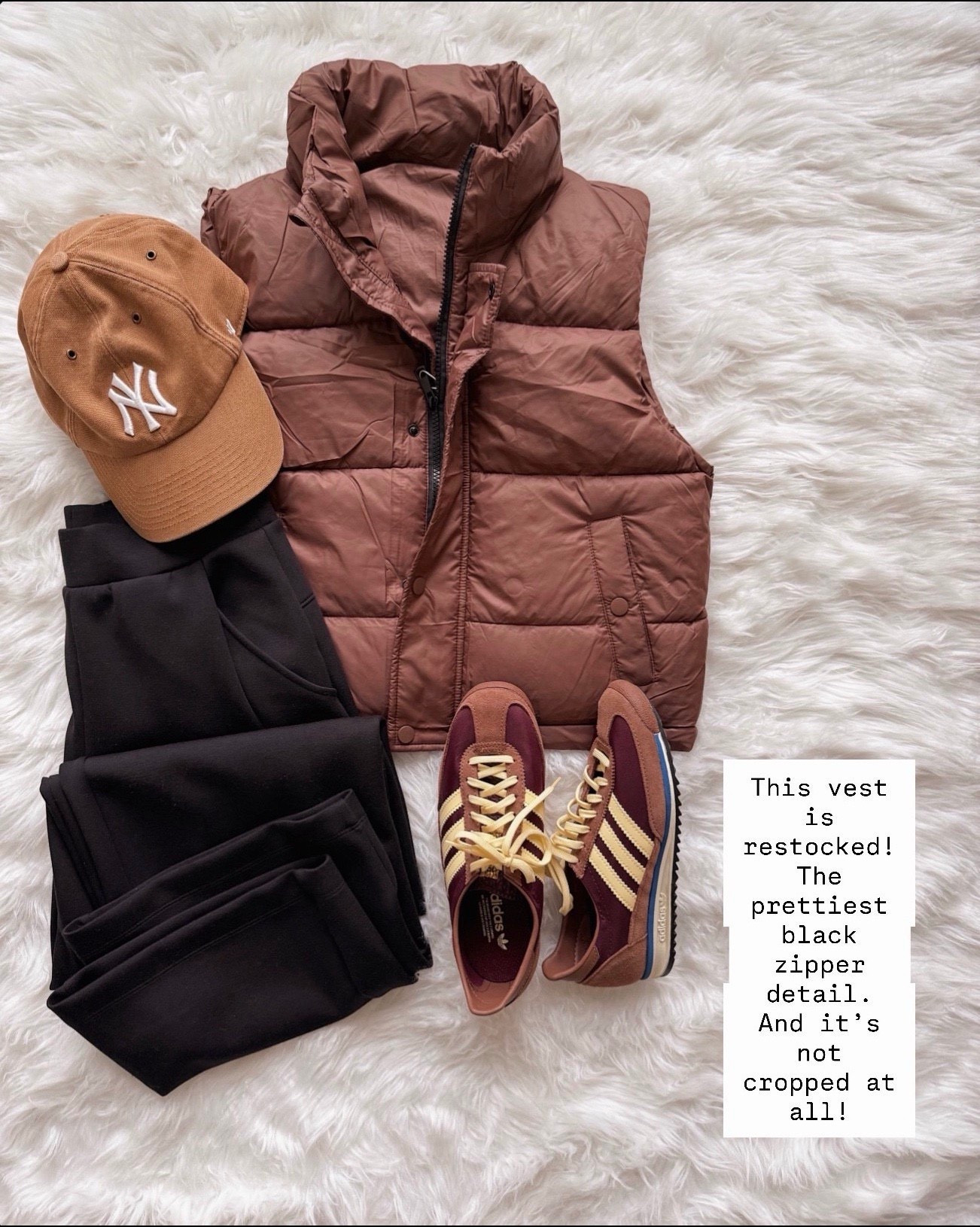 This vest is one of those pieces I grab constantly. Easy, flattering, and actually long enough, which makes it feel polished instead of trendy. Perfect for throwing on with joggers or jeans when you want warmth without a bulky coat.

spring layering outfit, transitional outerwear, lightweight puffer vest, casual everyday outfit, neutral athleisure style, early spring outfits, running errands outfit, versatile closet staple

#LTKActive #LTKmomlife #LTKOver40